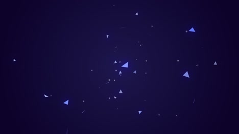 abstract triangle particles or confetti exploding animation. glowing geometric 3d shapes on dark blue background. low-poly live wallpaper, banner or presentation. animated loop footage