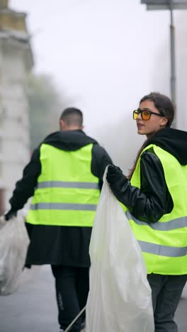 city workers cleaning up streets