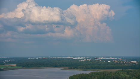 Time-lapse-of-colorful-clouds-forming-above-East-Helsinki,-sunny,-summer-evening