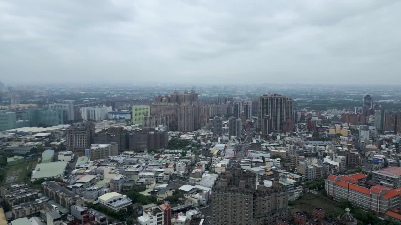 Luzhu district, taoyuan city, taiwan with urban skyline and buildings, aerial view