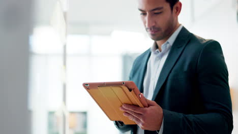 asian businessman, tablet and growth planning