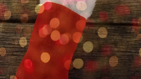 animación de la decoración de medias de navidad con luces parpadeantes