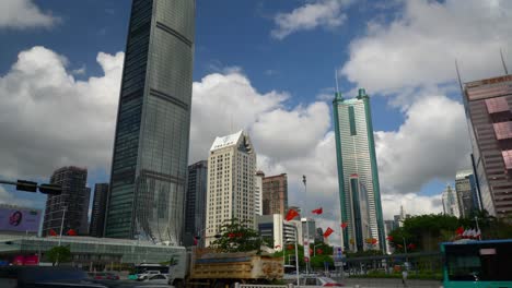 hora del día tráfico de la ciudad de shenzen círculo de la calle encrucijada cámara lenta panorama 4k china