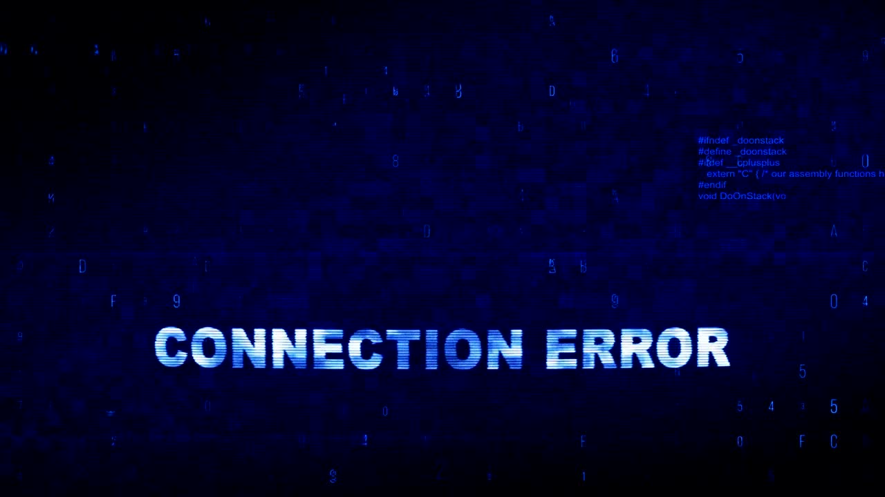 Connection Error Text Digital Noise Twitch Glitch Distortion Effect Error Loop Animation.