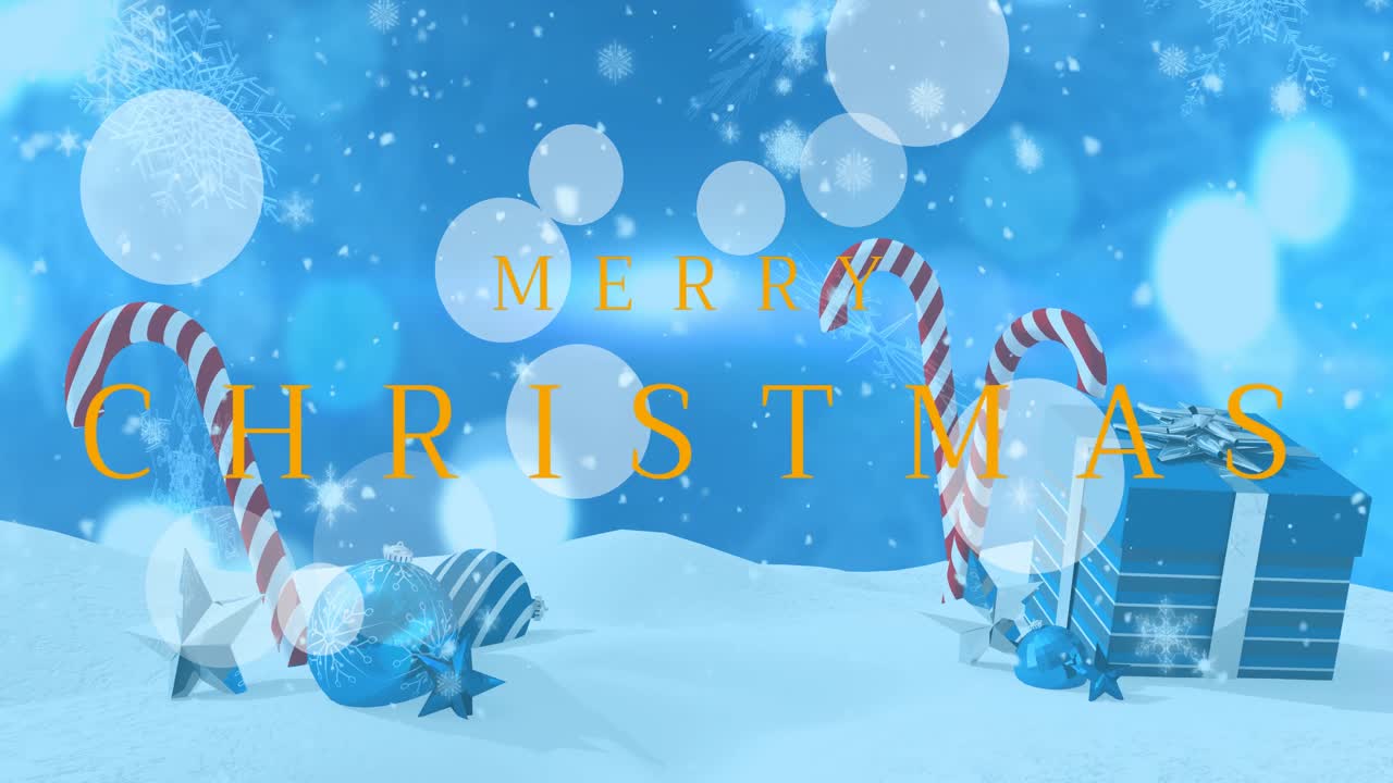 계절의 애니메이션 눈과 크리스마스 장식에 대한 인사