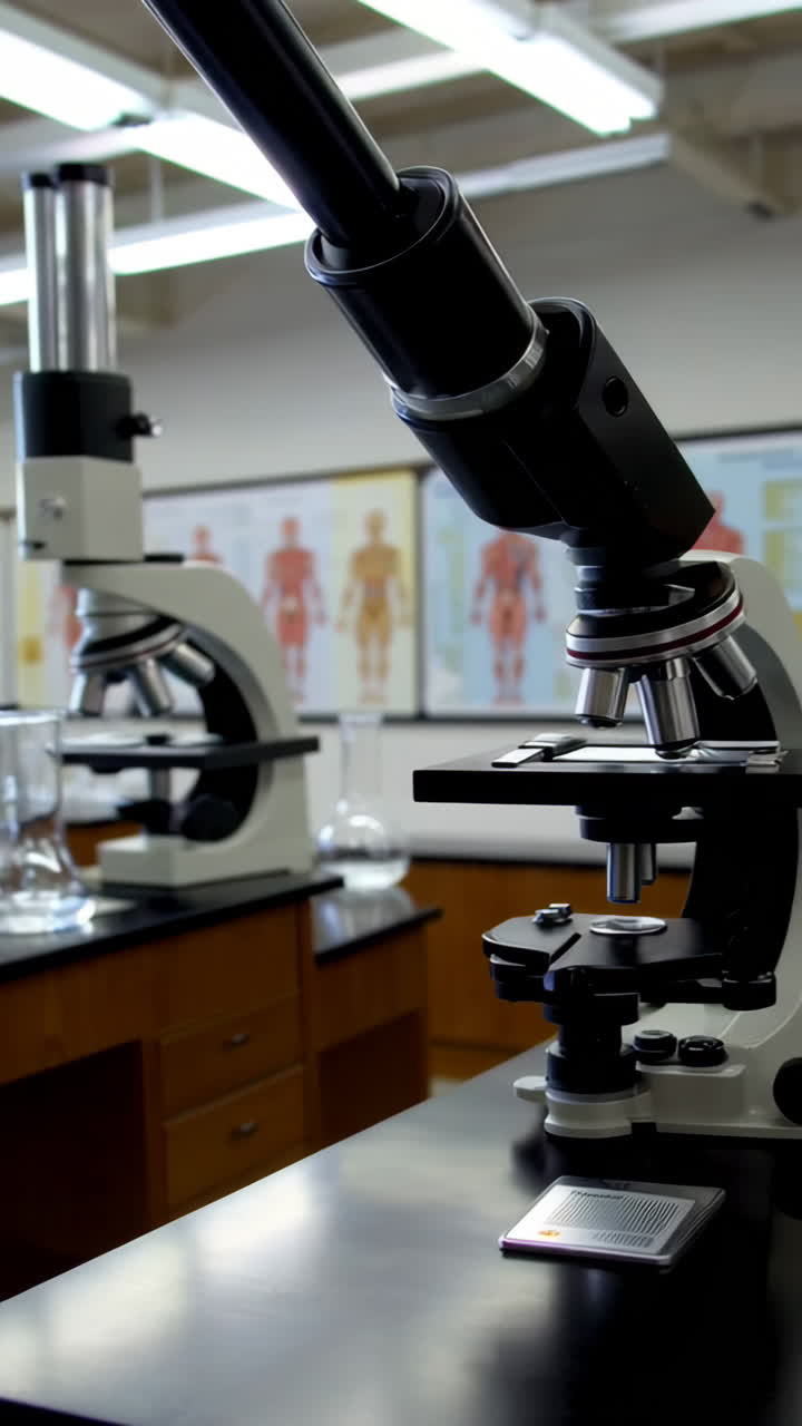 Science Lab with Microscopes and Beaker