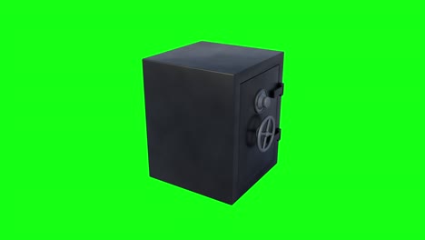 4k video of cartoon strongbox on green background.