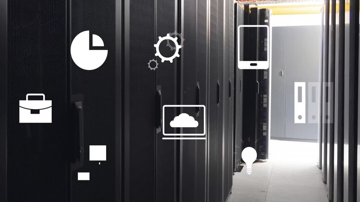 Animation of digital icons and data processing over computer servers