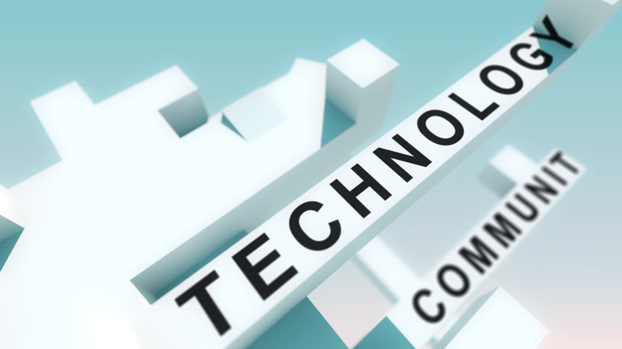 사회 쇼핑 단어들이 큐브로 애니메이션화되어 있습니다.