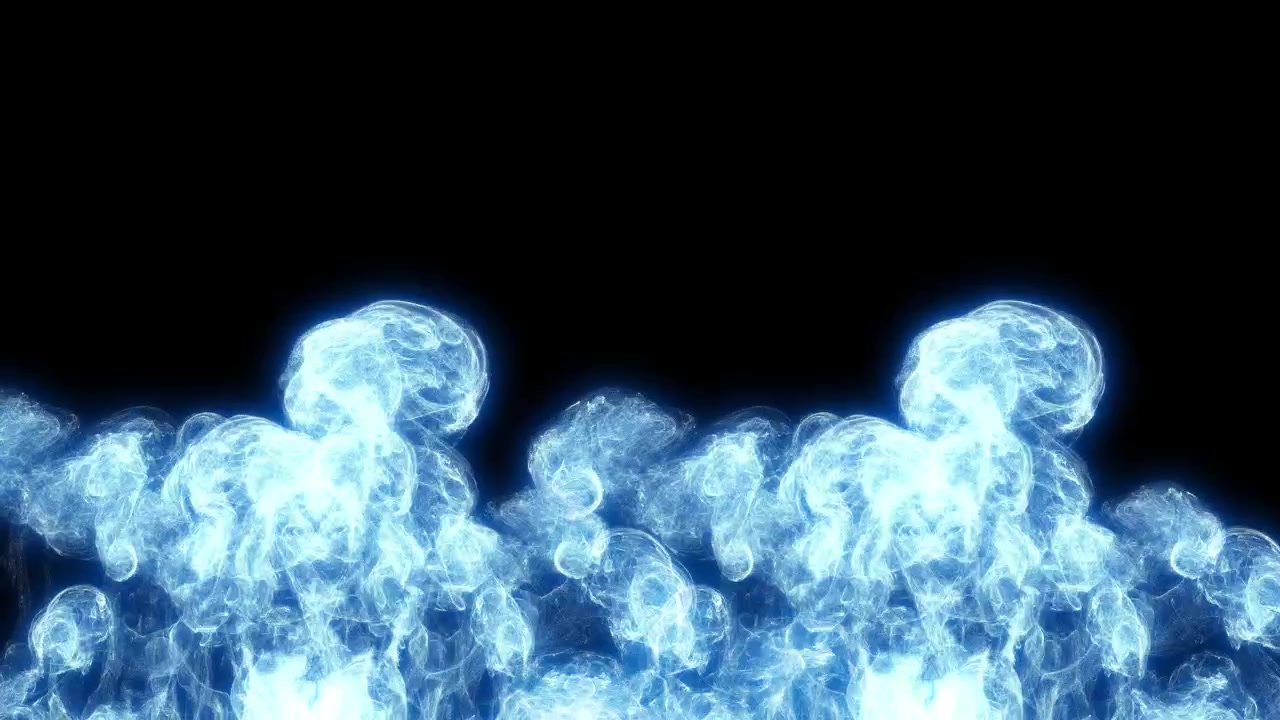 Fumaça de Energia Azul Pulsante Subindo em Fundo Preto
