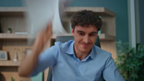 emotional businessman arguing online pov view. closeup nervous boss video call