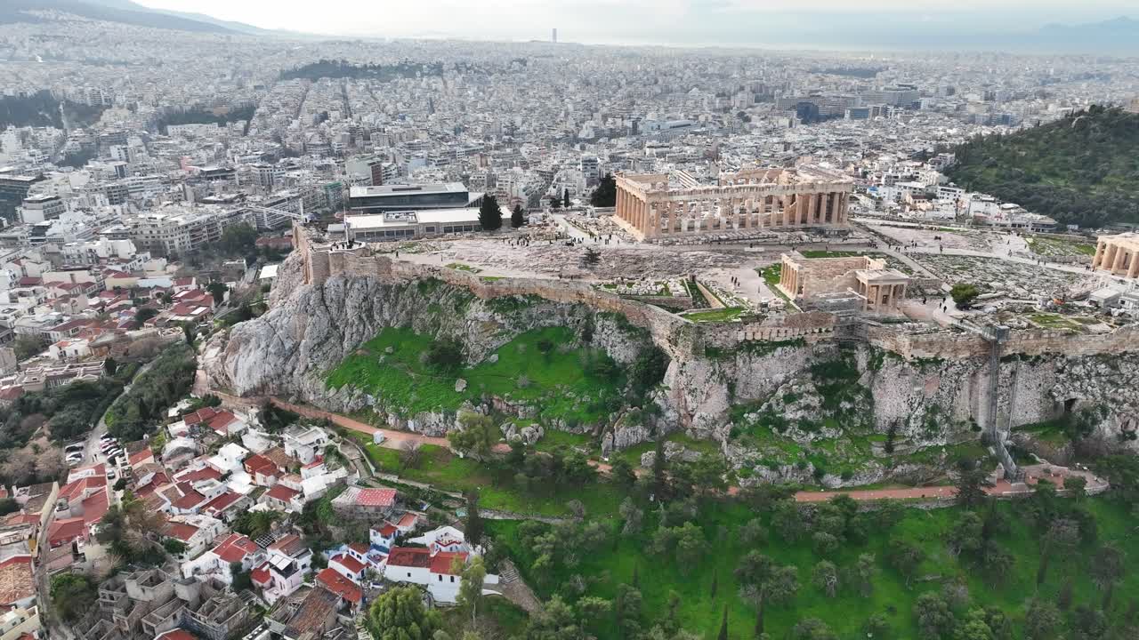 Flygbilder av Akropolis och Parthenon-templet i Aten, Grekland