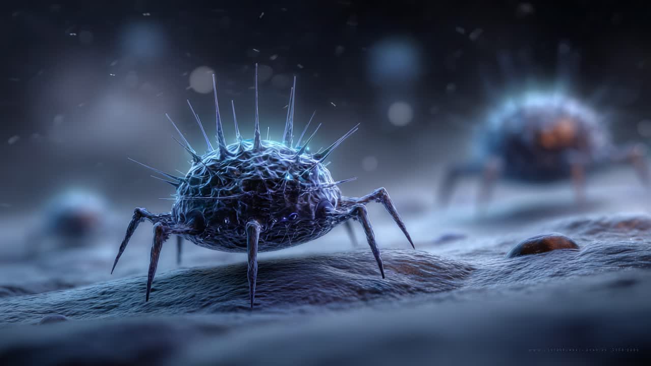 Intricate Microbial Structures Captured in Stunning Detail, Showcasing Complexities of Microscopic Life Under a Breathtaking Light and Texture