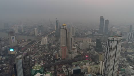 fly over business center of bangkok, thailand