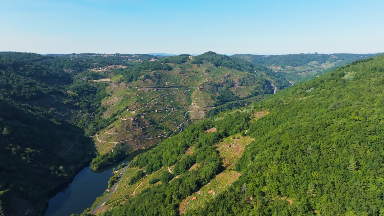 Steep Lush Mountains At O Saviñao Concello In The Province of Lugo, Galicia, Spain. Aerial Shot