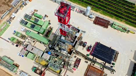 Oil-Drilling-Rig-On-Farmland-In-Austria---aerial-top