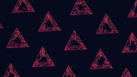 digital futuristic triangles pattern with neon dots and grid on black gradient