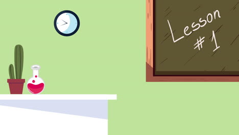escuela de pizarra con animación de lecciones