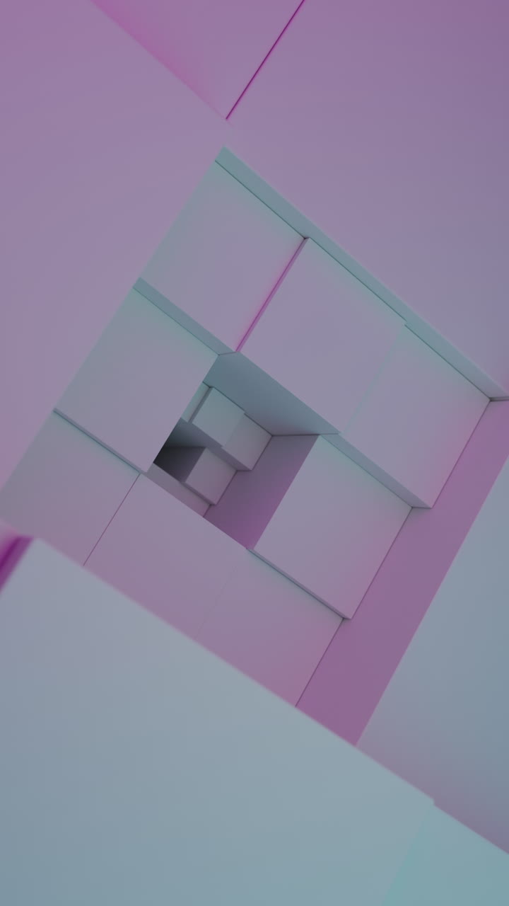Tunnel geometrico astratto con cubo