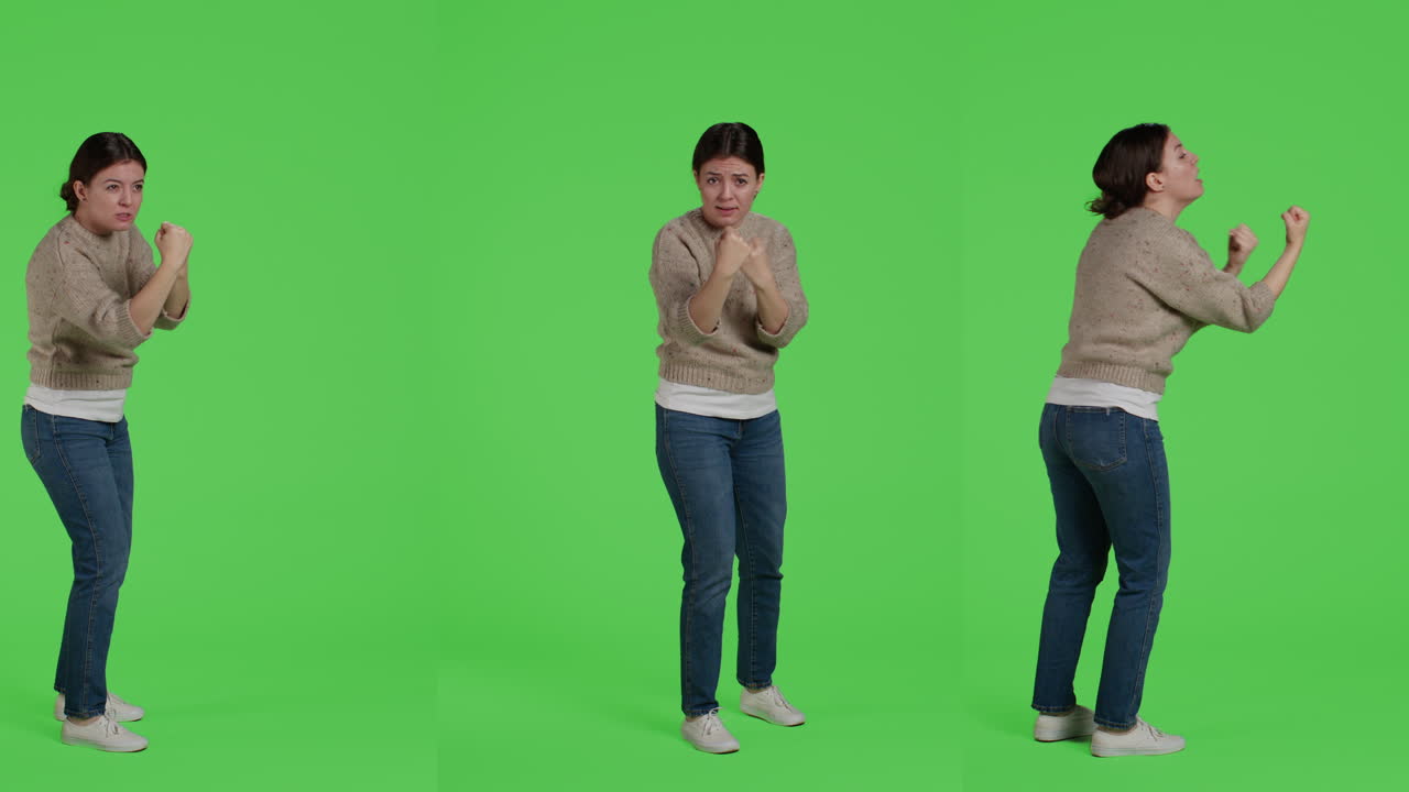 그린 스크린에서 여자 권투