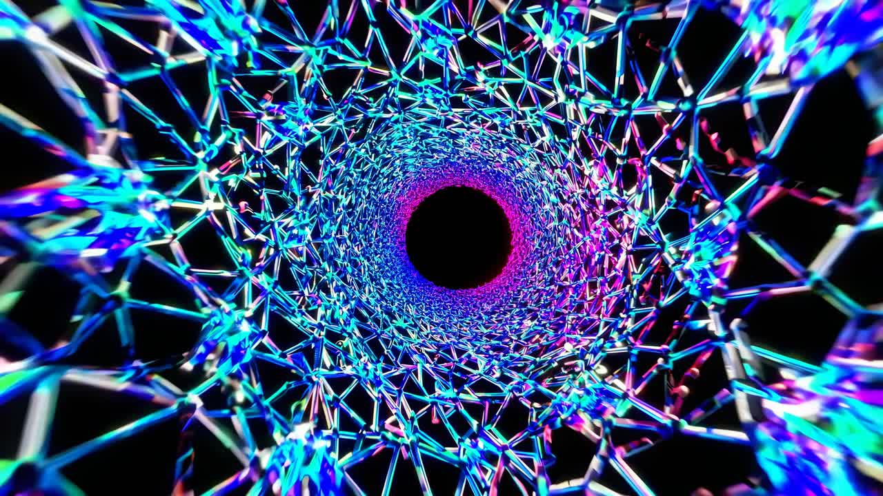 túnel de neón brillante y abstracto