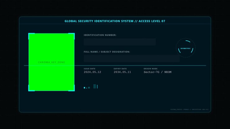 Futuristic Digital Security Identification System Interface