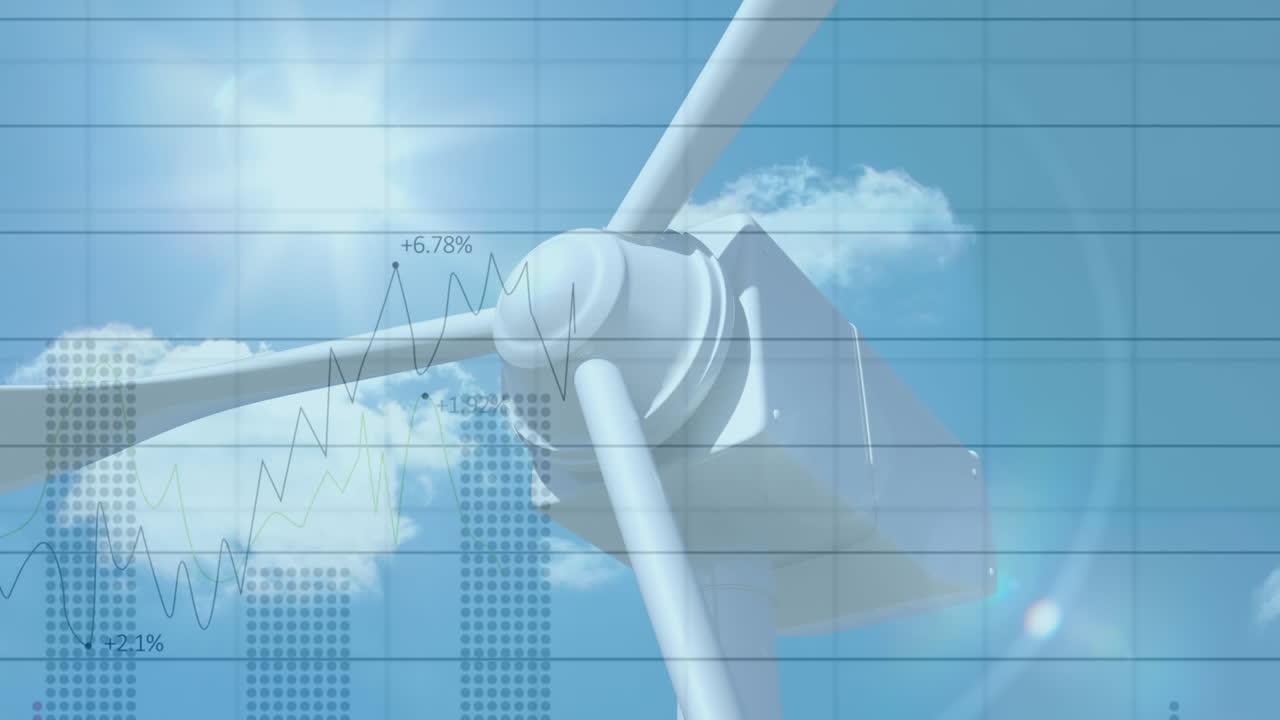 풍력 터빈에서 데이터 처리의 애니메이션