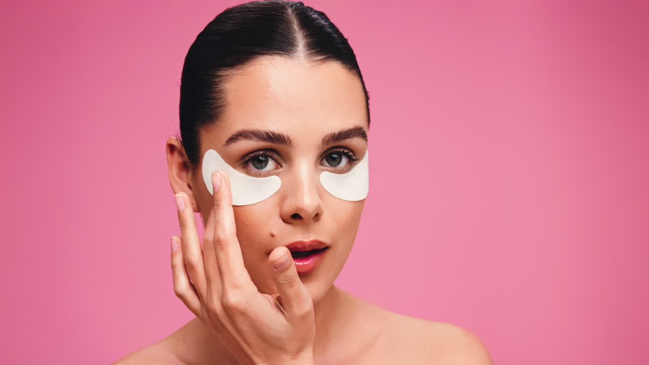 Woman Applying Eye Patches for Skincare