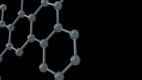 animación de micro 3d de una red de moléculas sobre un fondo negro