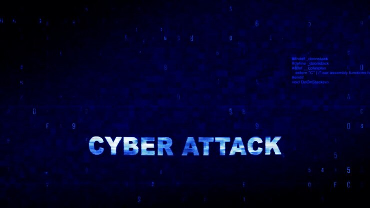 Texte de cyberattaque, bruit numérique, glitch, effet de distorsion, animation d'erreur