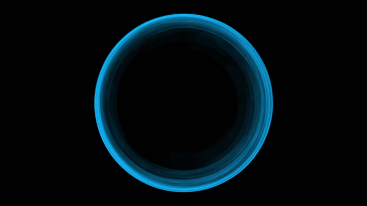 A swirling vortex of soft blue light creates a tunnel or portal effect. Seamless loop for concepts of science, technology, space travel, or meditation. Isolated on black with central copy space