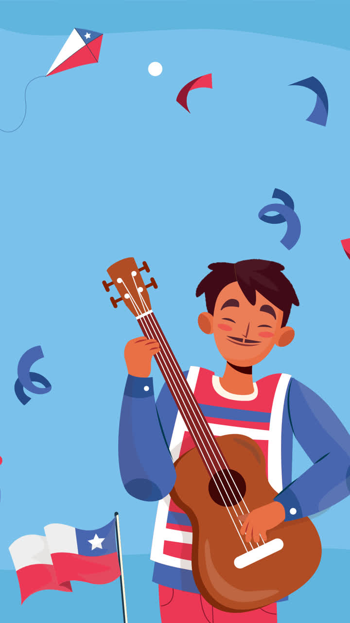 una animación de fiestas planas patrias chile de fondo