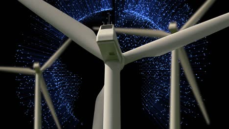 rotating wind turbines with computer animated background