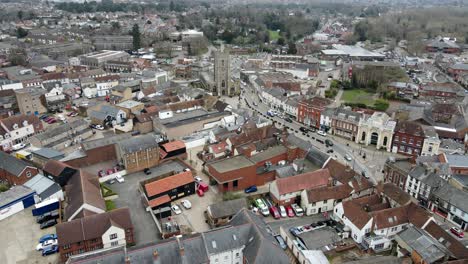 sudbury suffolk uk town centre aerial footage 4k