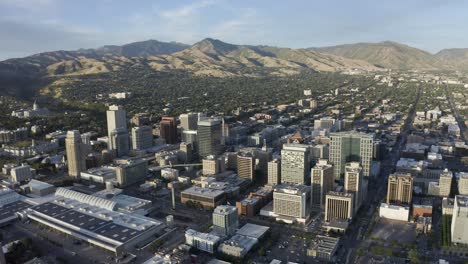 wide establishing view of salt lake city's downtown area