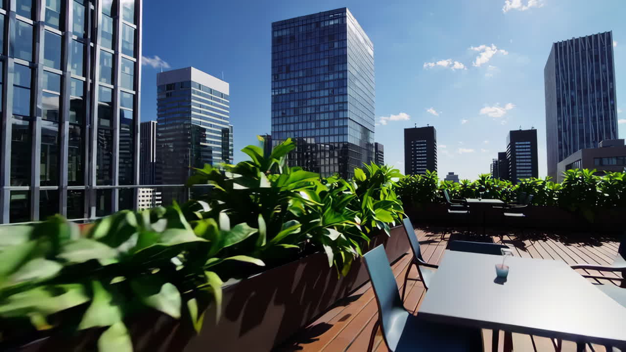 Rooftop Terrace View of Modern City