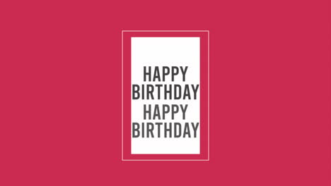 happy birthday with white frame on red gradient