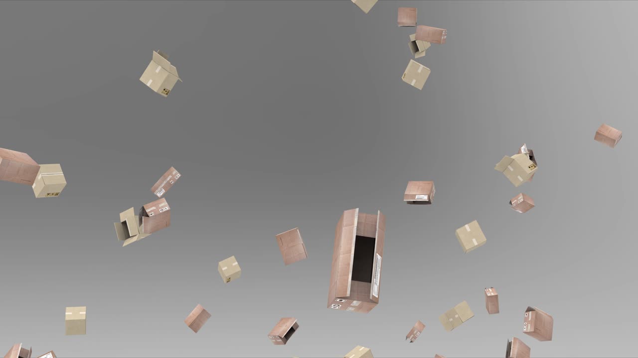 배달, 전자 상거래 및 온라인 쇼핑을위한 카드보드 상자 및 포장 상자 (falling 3d)