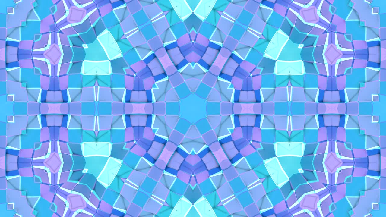 low poly geometric abstract background as a moving stained glass or kaleidoscope effect in 4k. Loop 3d animation, seamless footage in popular low poly style. Blue color v12