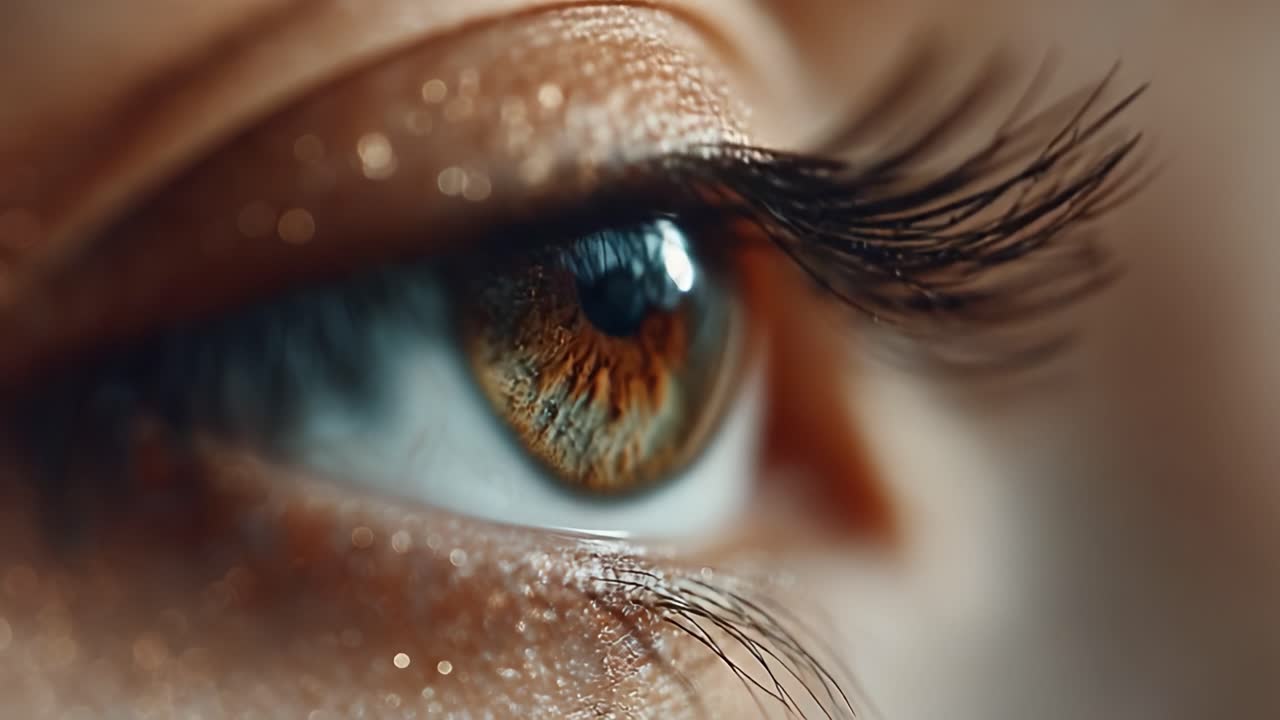 Captivating Close-Up of a Stunning Eye with Intricate Patterns and Sparkling Highlights, Showcasing the Beauty and Depth of the Human Gaze