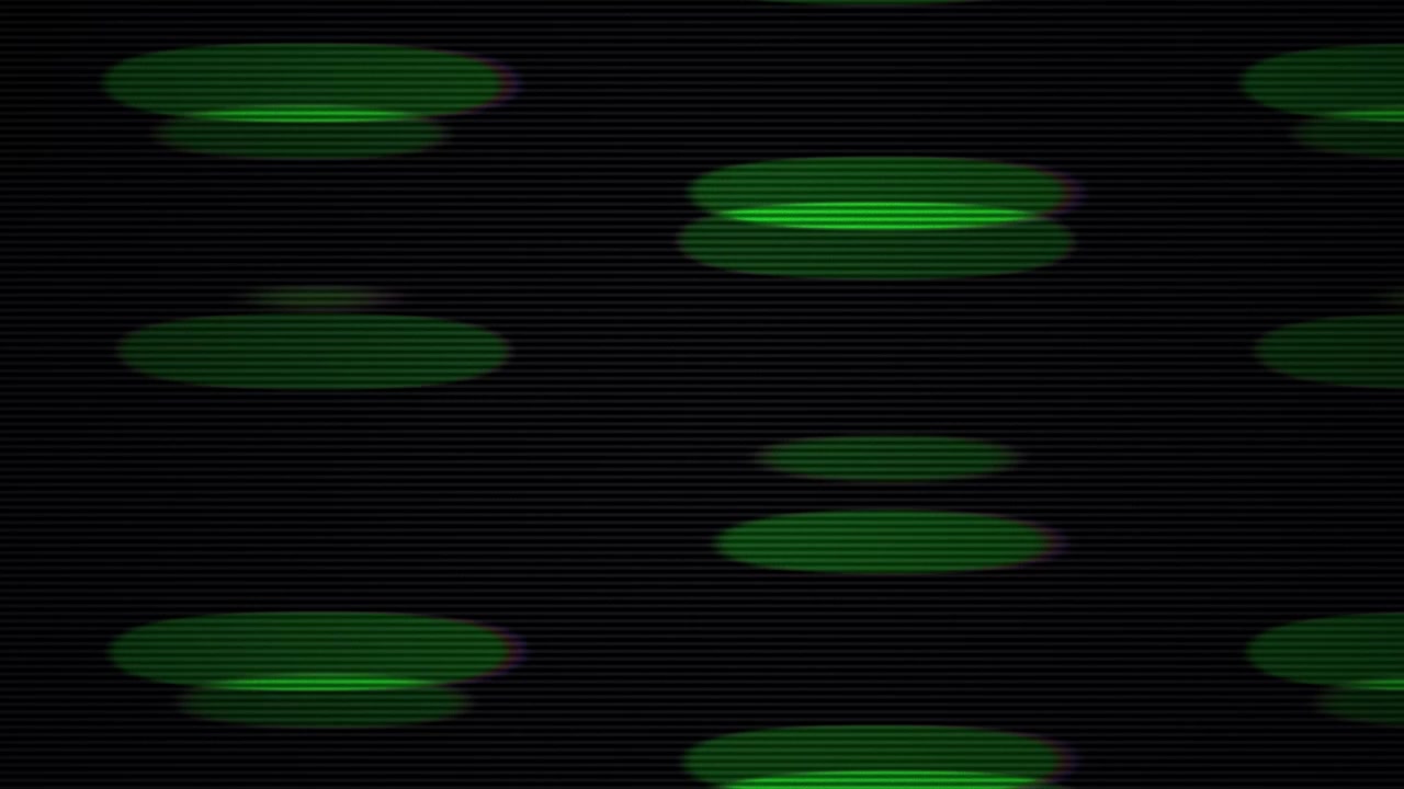 Retro Green Dots Moving on Black Background with Scanline Effect