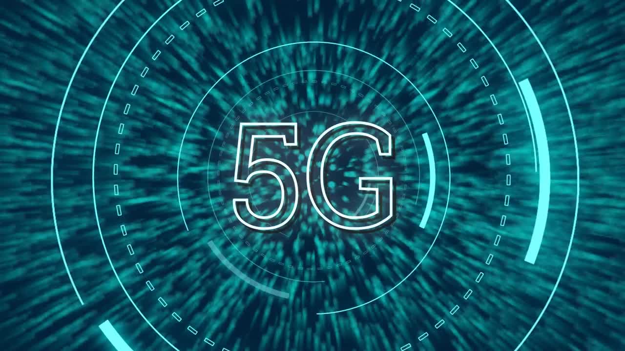 5g scritto nel mezzo di un cerchio futuristico