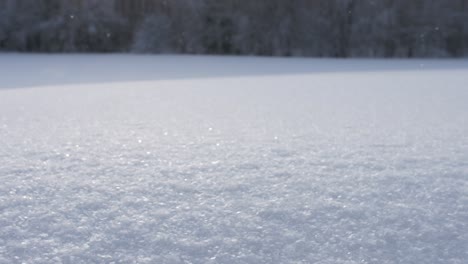 Snowflakes-falling-on-snowy-ground-in-extreme-slow-motion-shot