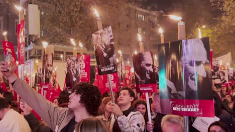 october 29 republic day was celebrated with a crowd in bagdat street, kadıköy, istanbul, turkey