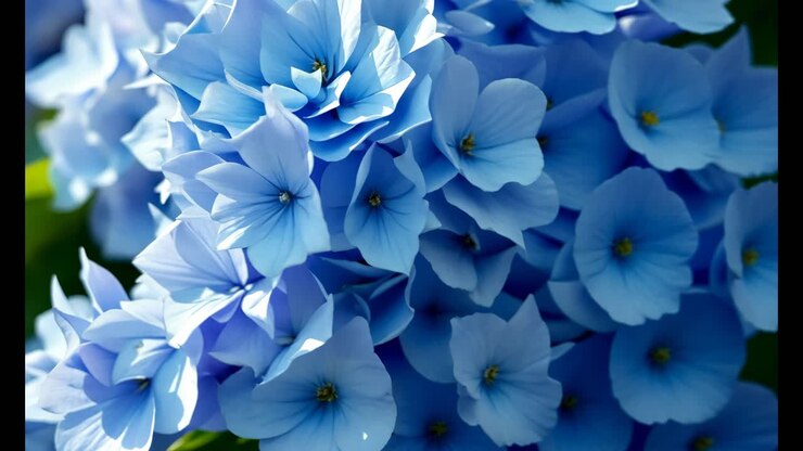 Primo piano di una bellissima ortensia blu