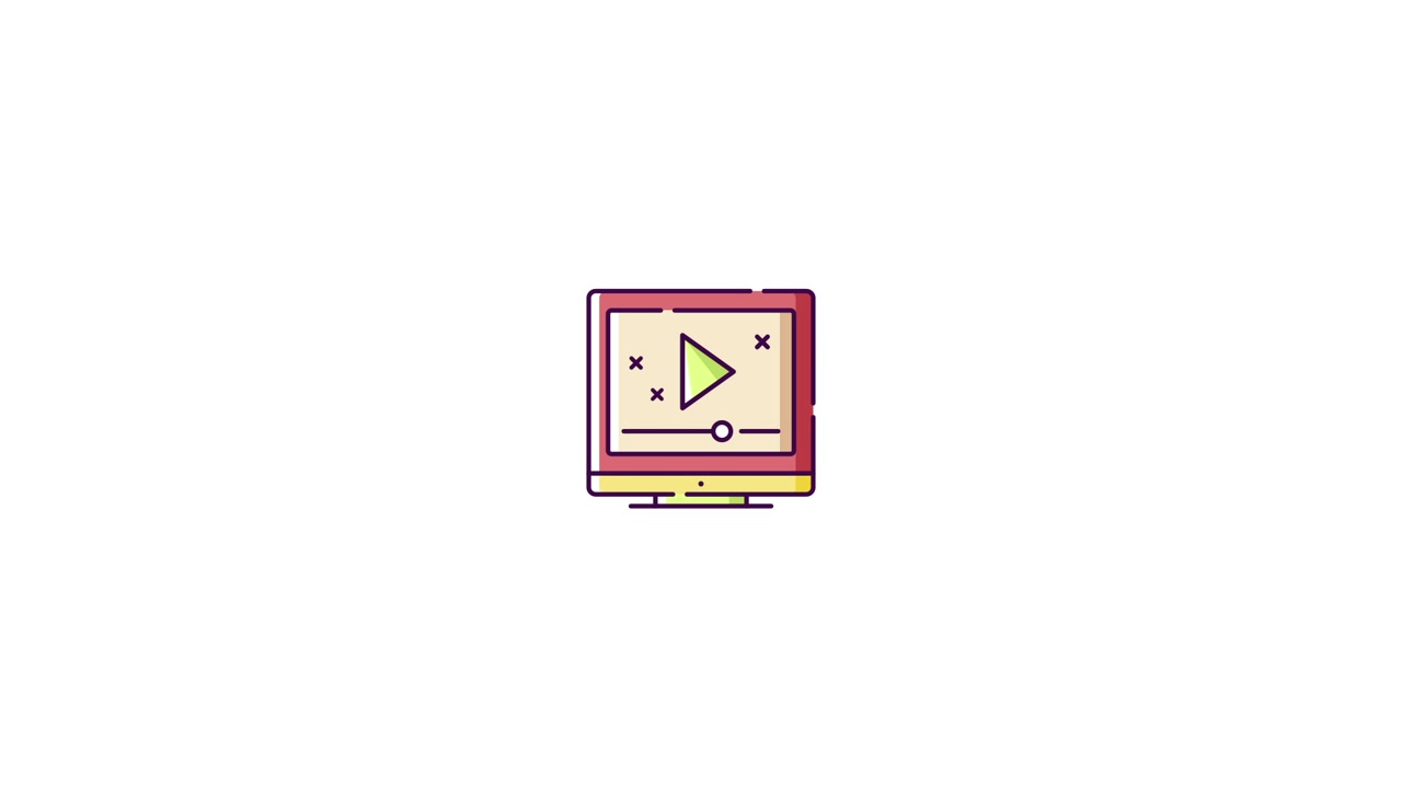 Animated Computer Monitor with Video Player Interface