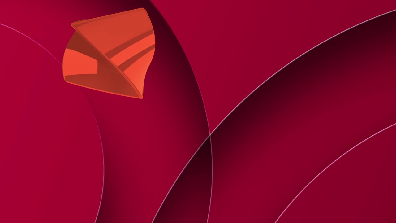 Animação dinâmica de formas 3D abstratas em fundo vermelho