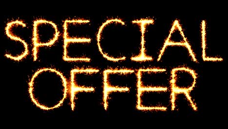 special offer text sparkler glitter sparks firework loop animation