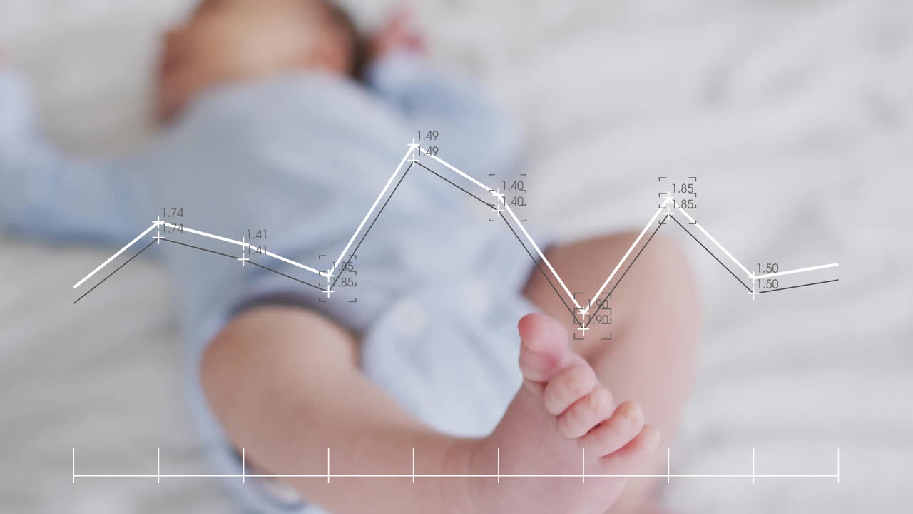 Graph animation over baby lying on bed