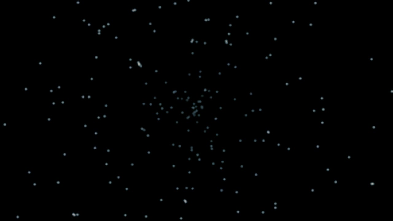 Abstract Animation of Glowing Particles Moving in Dark Space